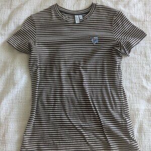 & Other Stories 100% cotton striped T-shirt with flower embroidery
